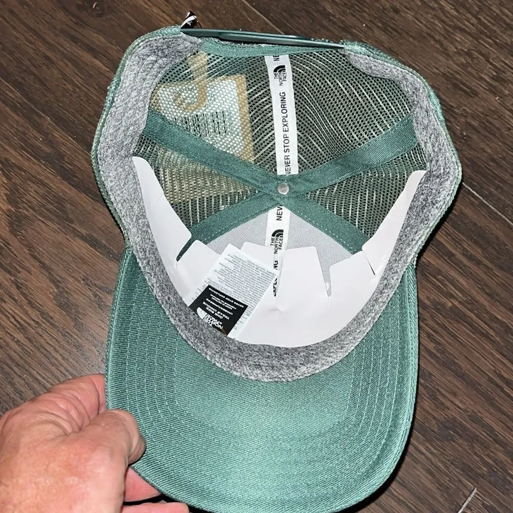 New North Face mesh SnapBack trucker hat cap baseball Half Dome Unisex Sage GRN